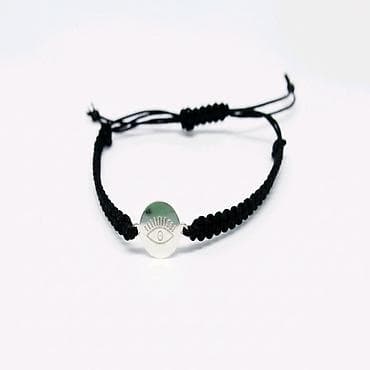 Βραχιόλι μακραμέ σε μαύρο χρώμα με Μάτι από ασήμι 925° Κατάστημα: A