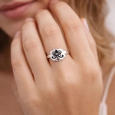 Γυναικεία είδη Υπόδησης: Ανοιγόμενο δαχτυλίδι από ασήμι 925 με σχέδιο τεχνοτροπίας νίελου — 5